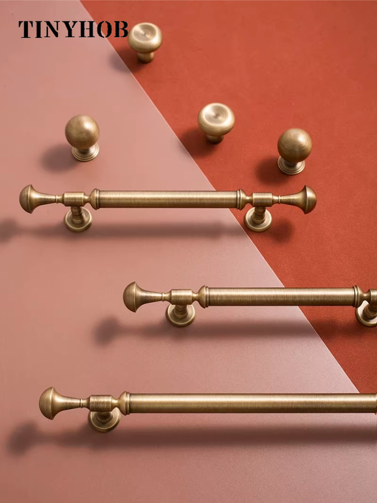 Vintage Furniture Hardware Pulls - มือจับตู้ทองเหลืองโบราณ / มือจับลิ้นชักสไตล์อเมริกันย้อนยุคสีบรอนซ์โบราณ / ลูกบิดประตูตู้ครัว