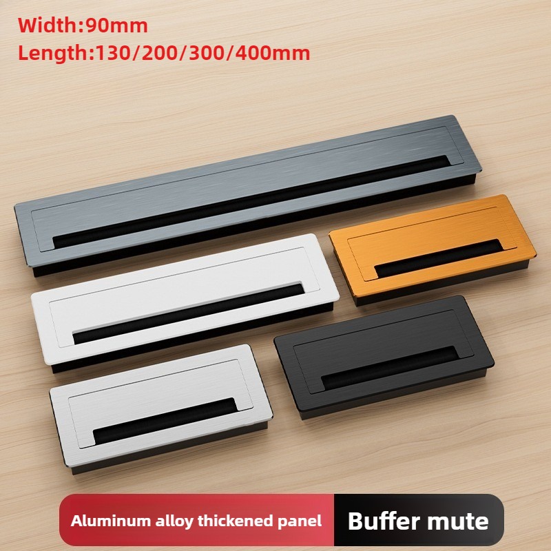Furniture Hardware Outlet - ฝาครอบรูสายเคเบิลอะลูมิเนียมอัลลอยด์ทรงสี่เหลี่ยม 1 ชิ้น สำหรับโต๊ะทำงาน ช่องร้อยสายไฟ ฝาปิดพอร์ตสายเคเบิล