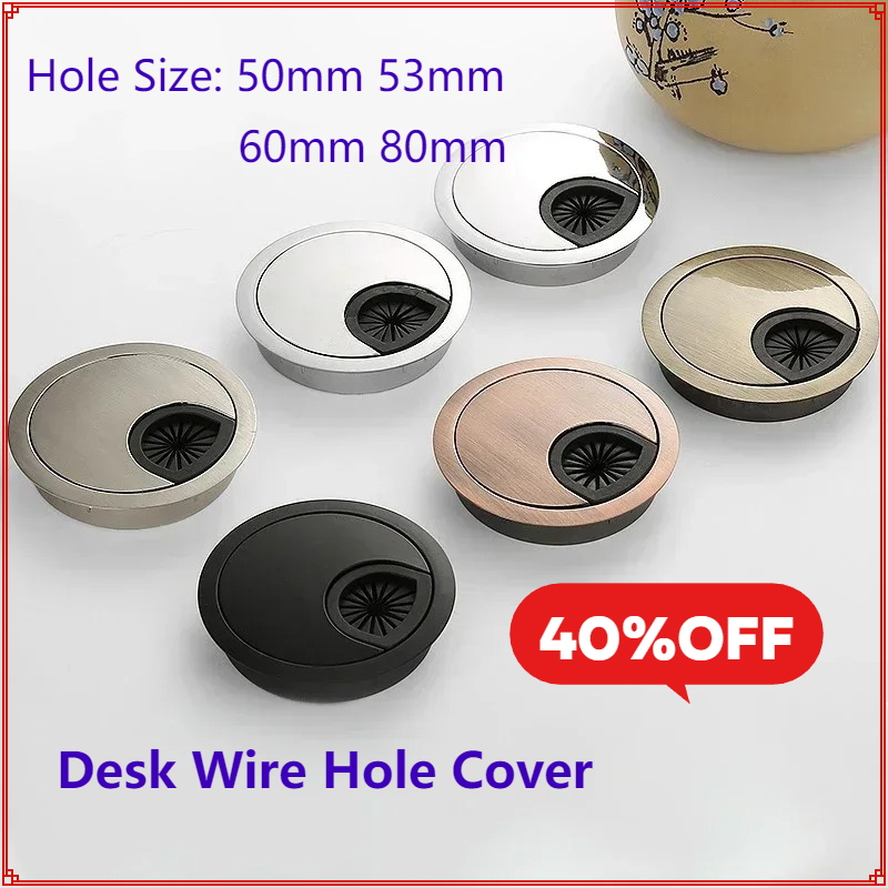 Furniture Hardware Outlet - ฝาครอบรูสายไฟตั้งโต๊ะโลหะผสมสังกะสี ฐานยึดสายเคเบิลคอมพิวเตอร์ ช่องเสียบสายเคเบิลบนโต๊ะ กล่องสายไฟบนพื้นผิว เฟอร์นิเจอร์ฮาร์ดแวร์ทรงกลม