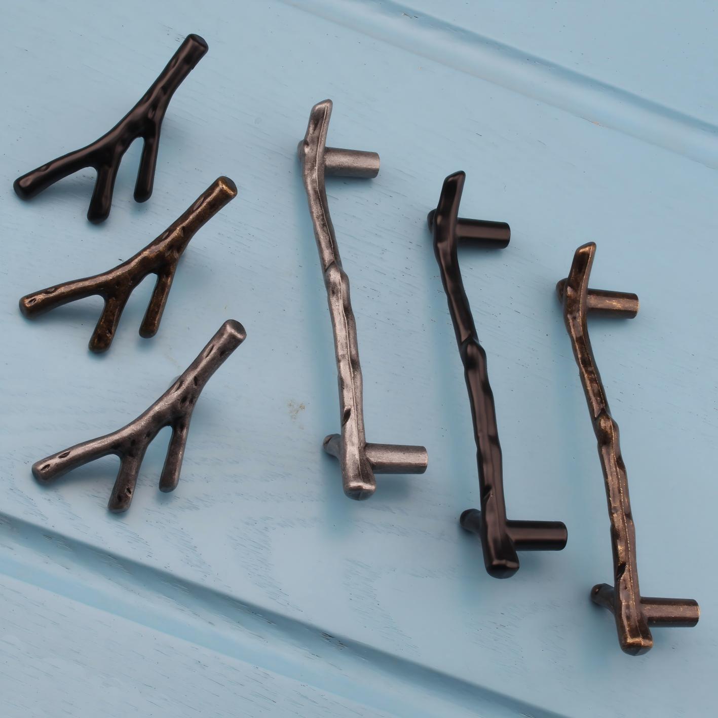 Unique Furniture Hardware Pulls - มือจับลิ้นชักตู้ครัวสีบรอนซ์ดำสไตล์ยุโรปสมัยใหม่ ดีไซน์กิ่งไม้แบบเกาหลี - อุปกรณ์ตกแต่งตู้ที่ไม่เหมือนใครสำหรับการตกแต่งบ้าน