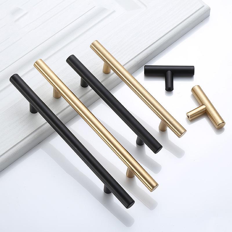 Restoration Hardware Furniture Used - Modern Gold Brushed ตรงตู้จับลูกบิดสแตนเลสสตีลสีดําทองห้องครัวประตูตู้ดึง