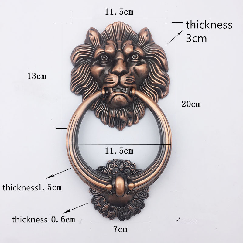 Furniture Hardware Antique - ที่เคาะประตูหัวสิงโตทองสัมฤทธิ์โบราณ ลูกบิดประตูไม้ สีทองแดงโบราณ เฟอร์นิเจอร์ตกแต่งบ้าน อุปกรณ์ตกแต่งประตู