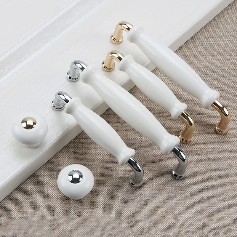 Furniture Hardware Factory - มือจับประตูเซรามิก ลูกบิดเฟอร์นิเจอร์ทันสมัย ด้ามจับเซรามิกผสมสังกะสี สำหรับตู้ครัว ตู้เก็บของ และลิ้นชัก