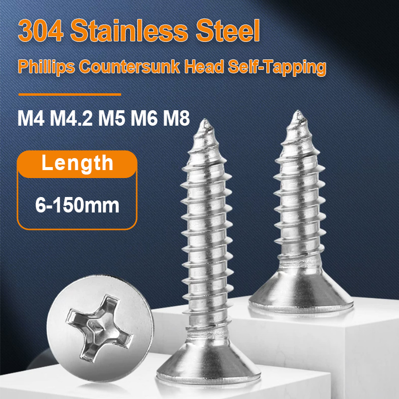 Furniture Ka Hardware - สกรูเกลียวปล่อยหัวจมฟิลลิปส์ สแตนเลส KA 304 ขนาด M4-M8