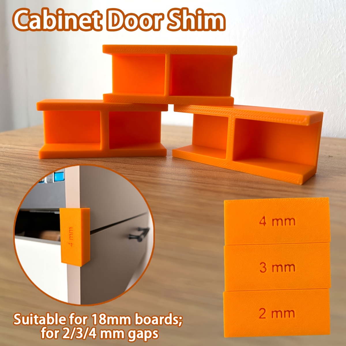 Corner Bracket Angle - แผ่นรองปรับระดับประตูตู้, แผ่นรองปรับระยะห่างแผงไม้สำหรับติดตั้งเฟอร์นิเจอร์บอร์ดลิ้นชักขนาด 18 มม. - 1