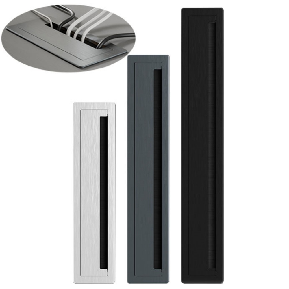 Furniture Hardware Outlet - ฝาครอบรูสายเคเบิลอะลูมิเนียมอัลลอยด์ทรงสี่เหลี่ยม 1 ชิ้น สำหรับโต๊ะทำงาน ช่องร้อยสายไฟ ฝาปิดพอร์ตสายเคเบิล