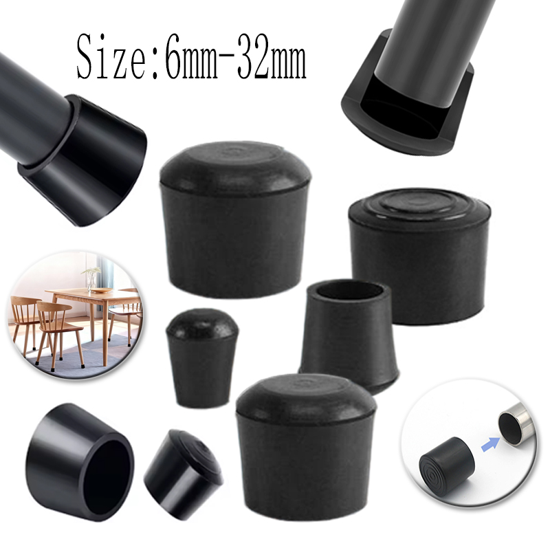 Furniture Hardware Feet - แผ่นรองขาเก้าอี้ยางกลม 6/7.5/9/10/12-32 มม. ปลอกขาเฟอร์นิเจอร์ ปลั๊กปิดปลายขาโต๊ะ PVC