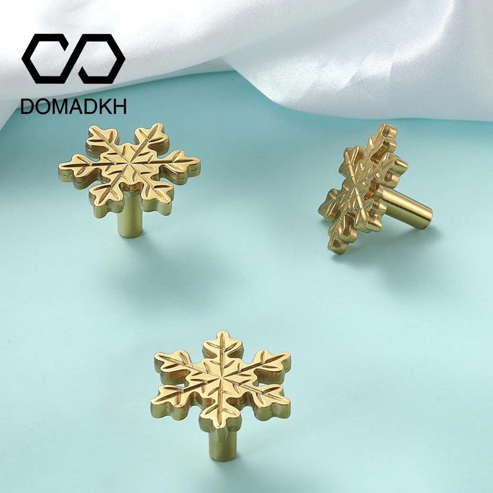 Unique Furniture Hardware Pulls - ลูกบิดประตูตู้ทองเหลืองเกล็ดหิมะลูกบิดลิ้นชักที่ไม่ซ้ำกันดึงการตกแต่งบ้านตู้เสื้อผ้าดึงที่จับประตูตู้เสื้อผ้าลูกบิดเฟอร์นิเจอร์