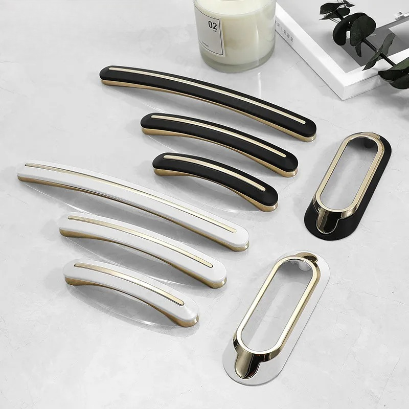 Furniture Hardware Pulls - มือจับลิ้นชักตู้โลหะผสมสังกะสีแบบเรียบง่ายทันสมัย อุปกรณ์ตกแต่งหรูหราสำหรับตู้เสื้อผ้า มือจับเฟอร์นิเจอร์ในบ้าน ขายส่ง