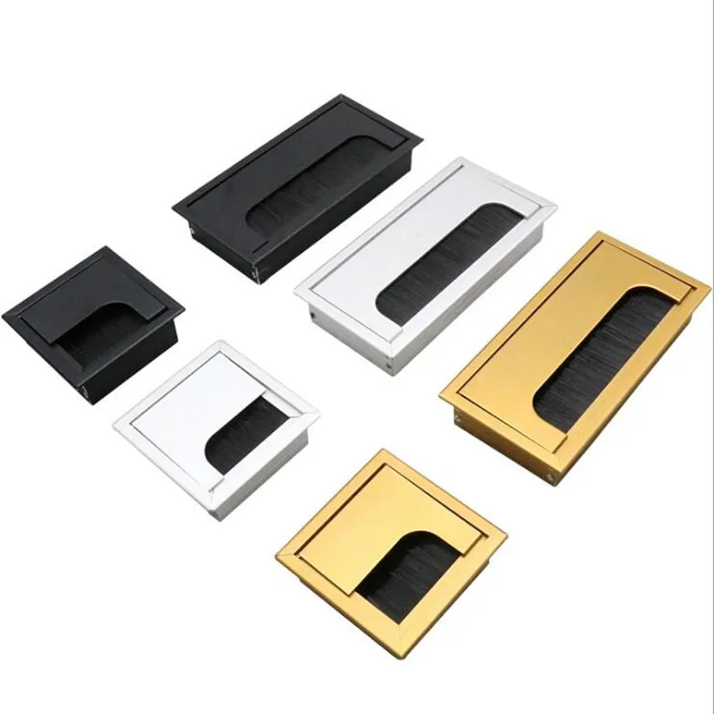 Furniture Hardware Outlet - อลูมิเนียมสี่เหลี่ยมผืนผ้าโต๊ะสาย Grommets รูฝาครอบสาย Outlet พอร์ตพื้นผิวสายเคเบิล Hole