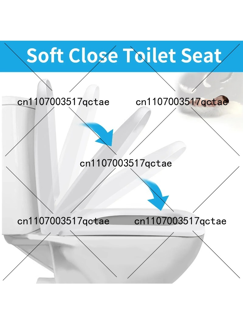 Soft Close Hinge - ฝารองนั่งชักโครกสีขาวแบบหนาพิเศษ ปิดนุ่มนวล ถอดประกอบง่าย ติดตั้งด้วยรูยึดด้านบน บานพับปรับได้