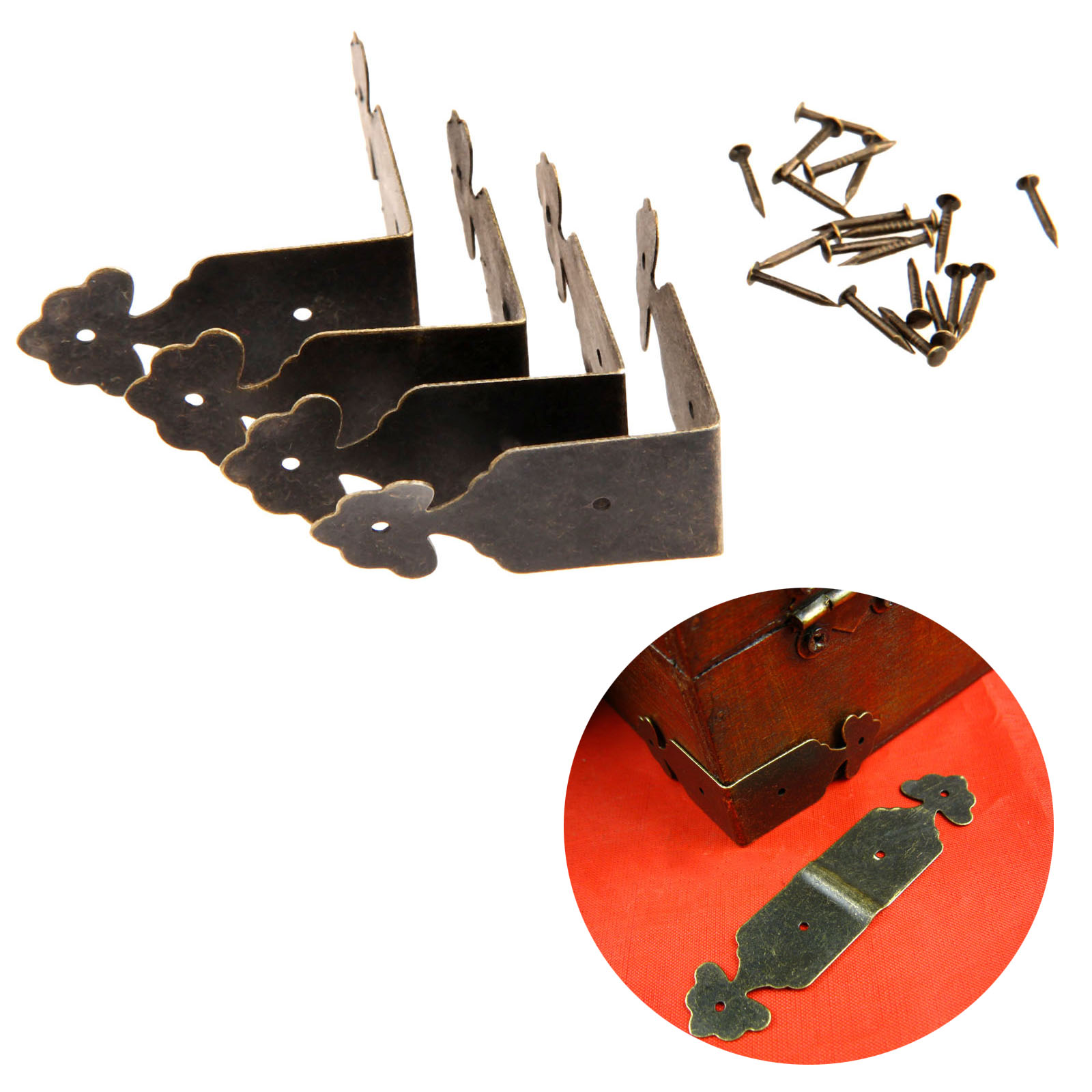 4pcs ตัวป้องกันมุมเหล็กดอกไม้  - Furniture Hardware Antique บทวิจารณ์และราคา