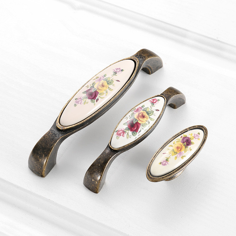 วินเทจเซรามิกจับสําริดโบราณตู้ - Vintage Furniture Hardware Pulls บทวิจารณ์และราคา