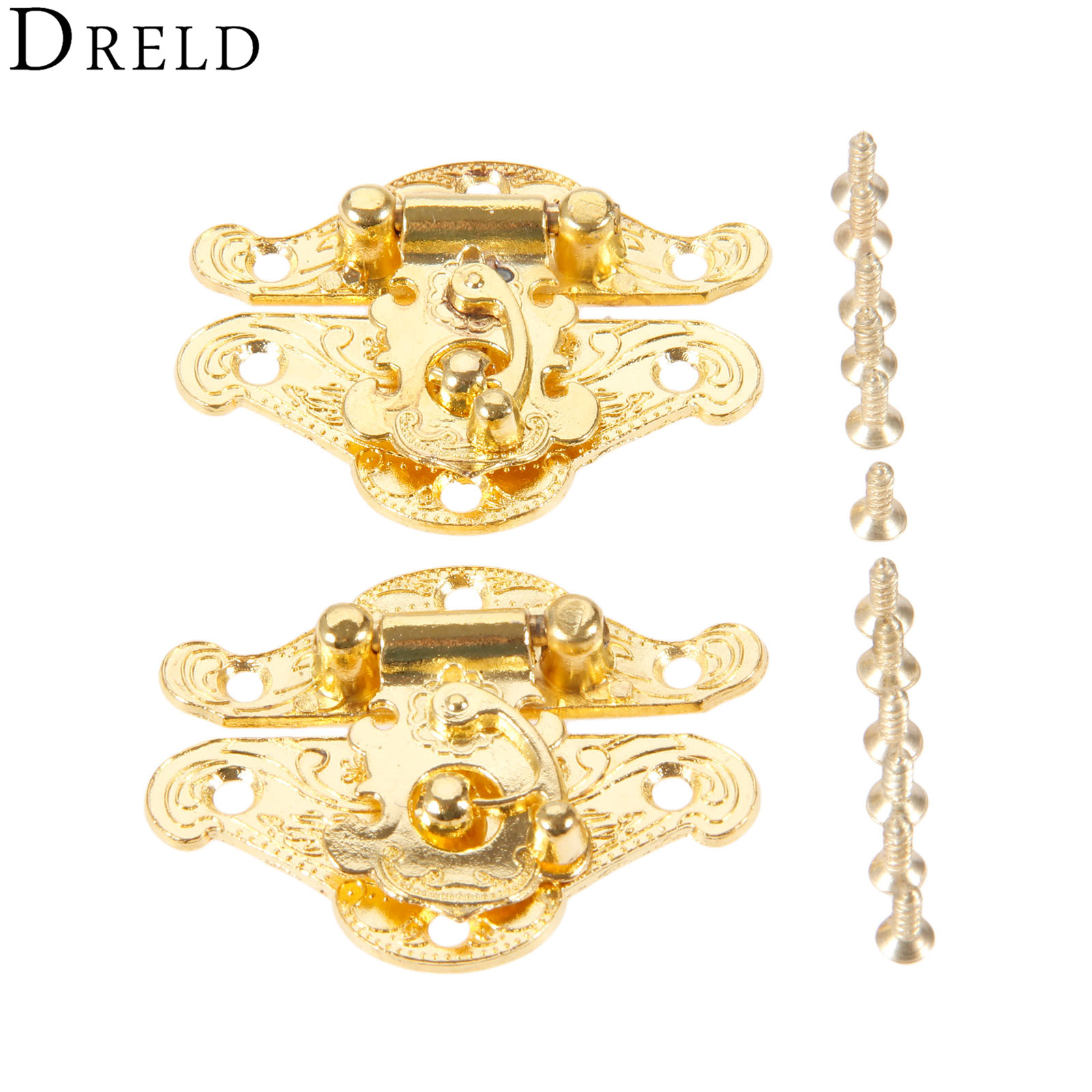 DRELD 2Pcs ทองโบราณกล่อง Latch - Furniture Hardware Antique บทวิจารณ์และราคา