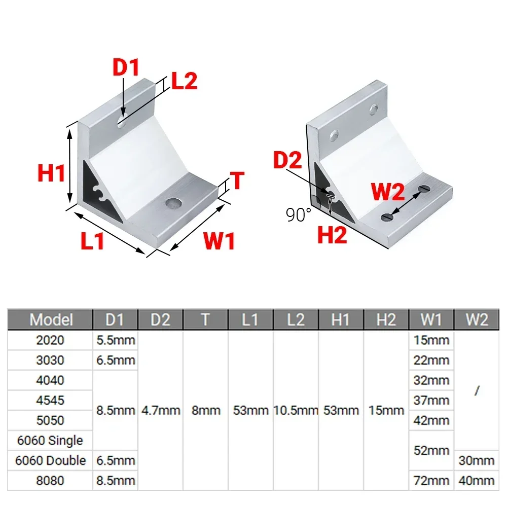 4 ชิ้น 90 องศามุมมุม 2020 3030 - Corner Bracket Angle บทวิจารณ์และราคา