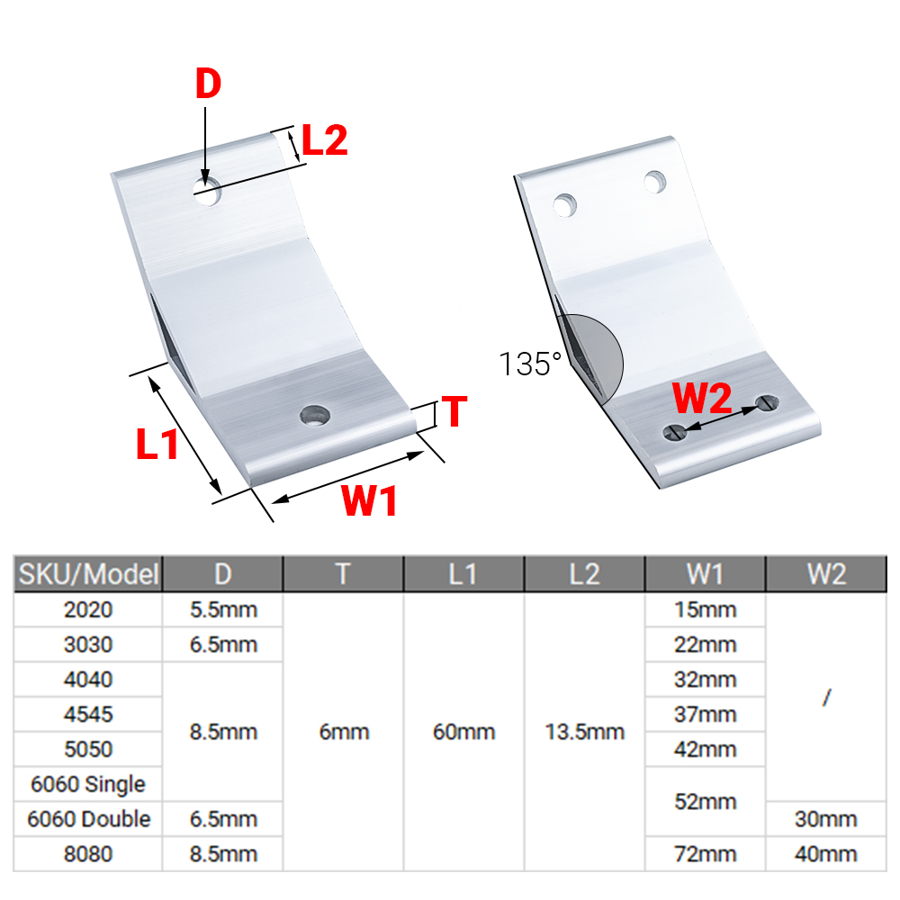 4 ชิ้น/ชุด ข้อต่อมุม 135 องศา  - Corner Bracket Angle บทวิจารณ์และราคา